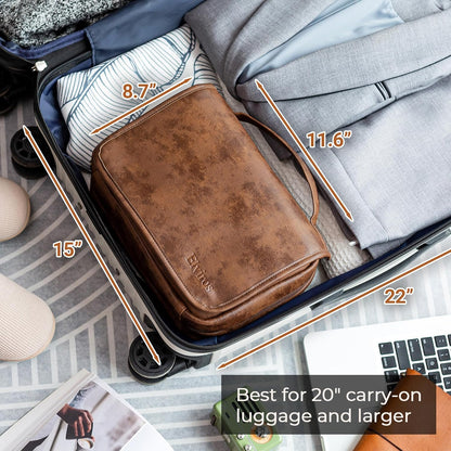 Hanging Toiletry Bag Removable Travel Bag PU leather Makeup Cosmetic Organizer Kit, Dark Brown