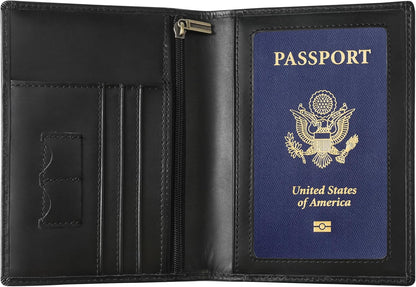 Leather Passport Cover for Men Women, RFID Passport Wallet Case Travel Passport Holder for Family
