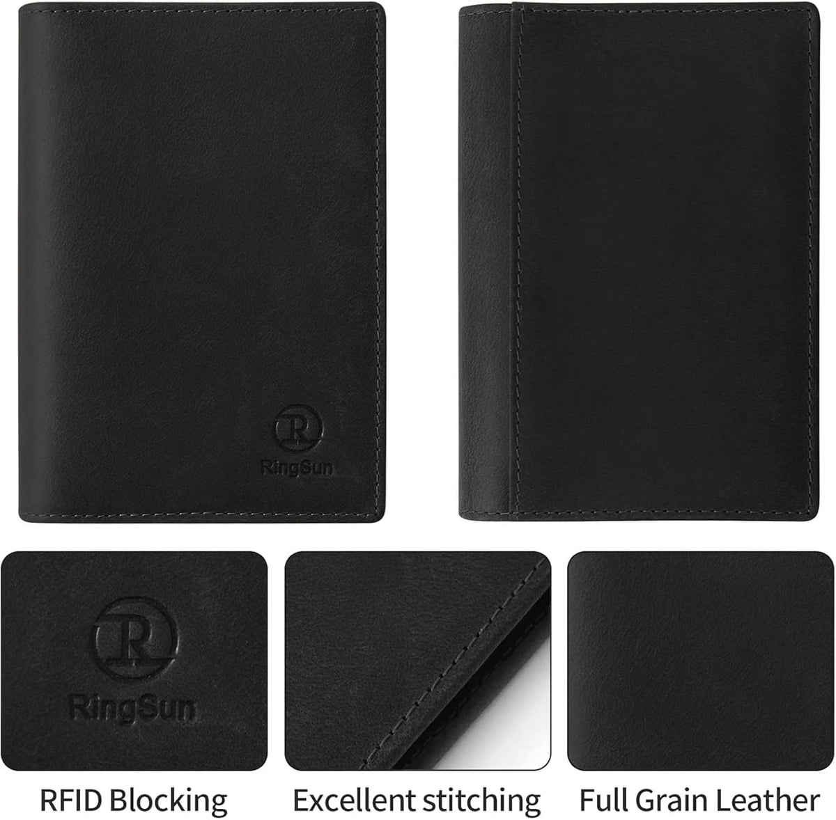 Leather Passport Cover for Men Women, RFID Passport Wallet Case Travel Passport Holder for Family