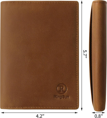 Leather Passport Cover for Men Women, RFID Passport Wallet Case Travel Passport Holder for Family