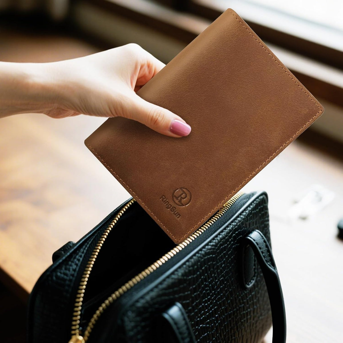 Leather Passport Cover for Men Women, RFID Passport Wallet Case Travel Passport Holder for Family
