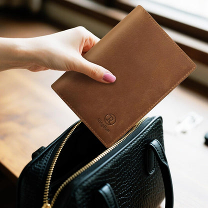 Leather Passport Cover for Men Women, RFID Passport Wallet Case Travel Passport Holder for Family