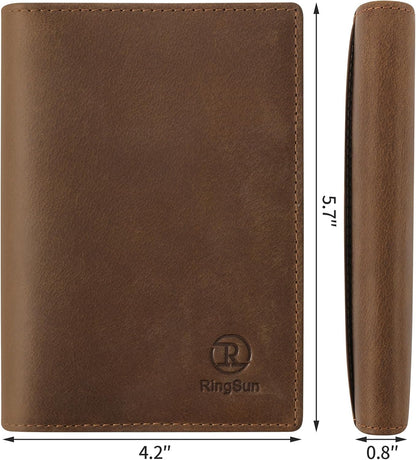 Leather Passport Cover for Men Women, RFID Passport Wallet Case Travel Passport Holder for Family
