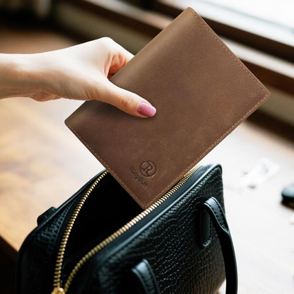 Leather Passport Cover for Men Women, RFID Passport Wallet Case Travel Passport Holder for Family