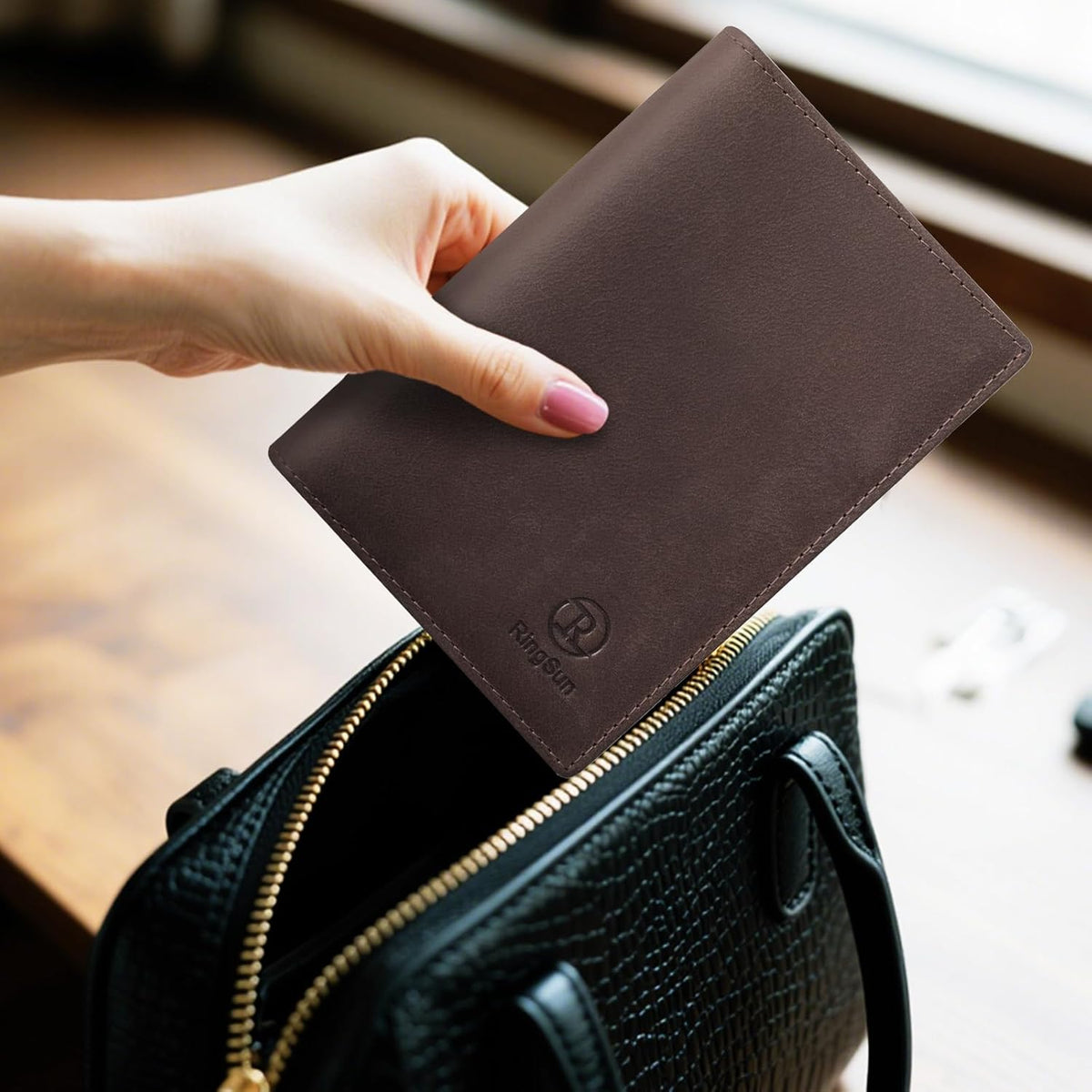 Leather Passport Cover for Men Women, RFID Passport Wallet Case Travel Passport Holder for Family