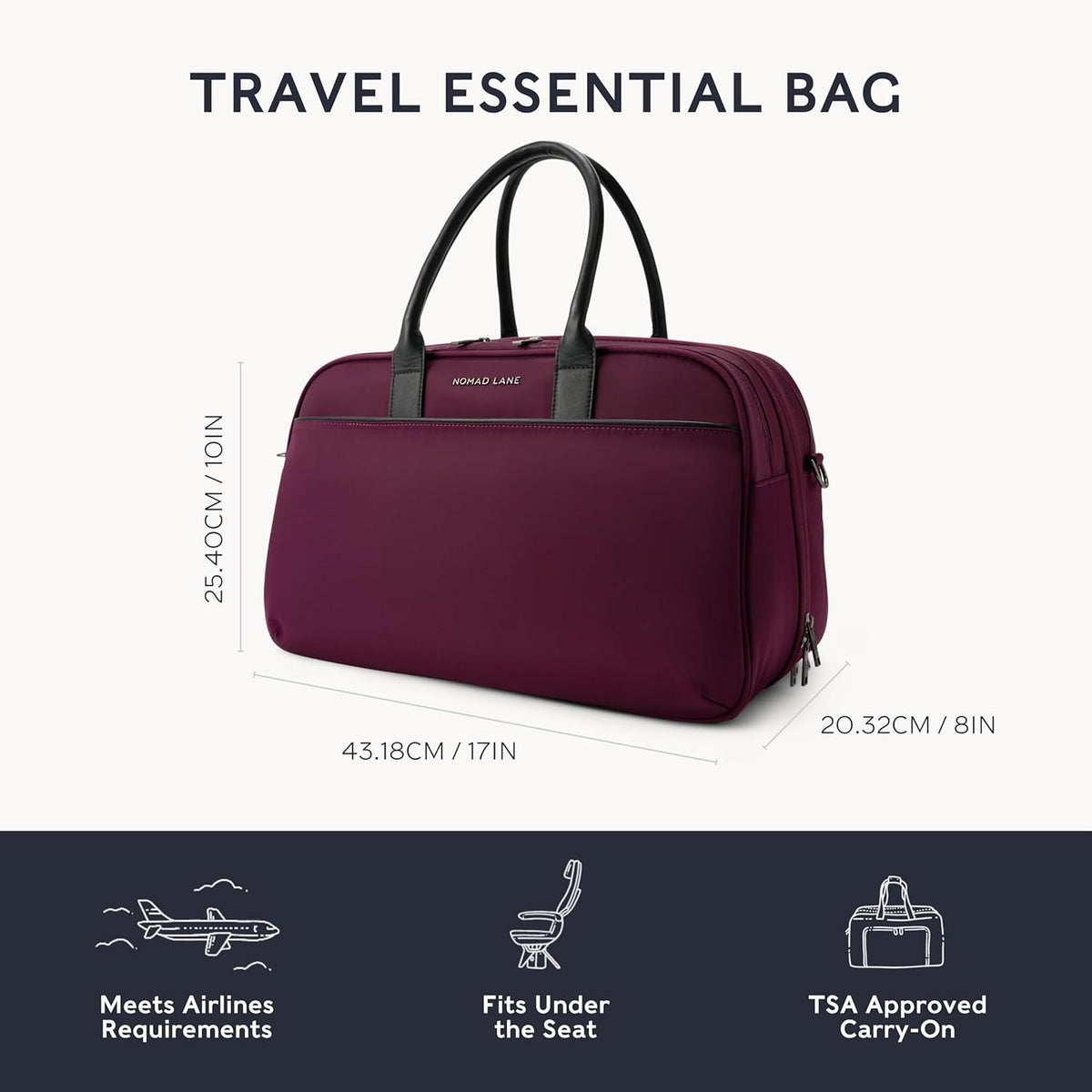 Carry-On Luggage Duffel Bag, Durable & Lightweight Suitcase. Bento Bag, Personal Item Weekender Travel Bag for Men & Women, Dune Khaki