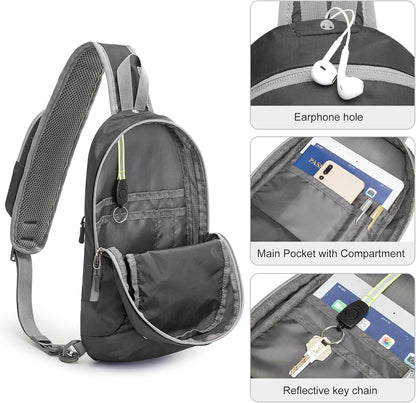 Sling Bag RFID Blocking Lightweight Crossbody Backpack Chest Shoulder Bag for Travel Sports Running | Durable Polyester Fabric, Sports, Running, Daily, Stay Organized, Adjustable Shoulder Straps, Lightweight Shoulder Bag