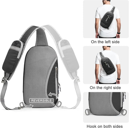 Sling Bag RFID Blocking Lightweight Crossbody Backpack Chest Shoulder Bag for Travel Sports Running | Durable Polyester Fabric, Sports, Running, Daily, Stay Organized, Adjustable Shoulder Straps, Lightweight Shoulder Bag