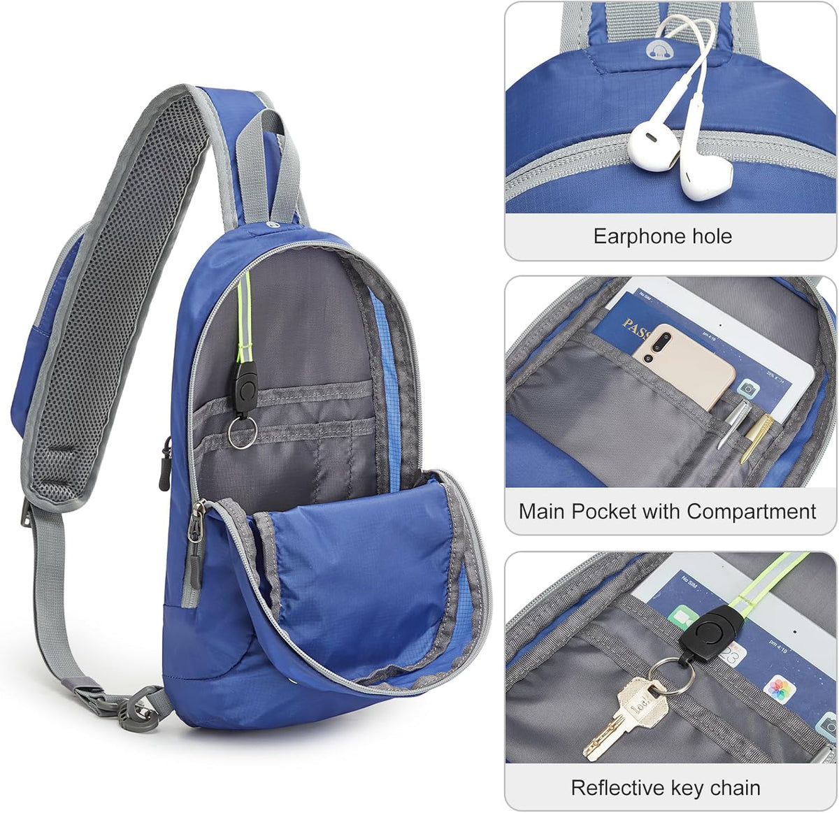 Sling Bag RFID Blocking Lightweight Crossbody Backpack Chest Shoulder Bag for Travel Sports Running | Durable Polyester Fabric, Sports, Running, Daily, Stay Organized, Adjustable Shoulder Straps, Lightweight Shoulder Bag