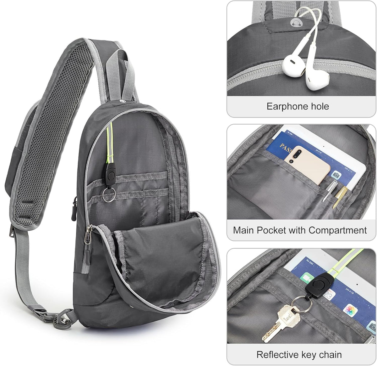 Sling Bag RFID Blocking Lightweight Crossbody Backpack Chest Shoulder Bag for Travel Sports Running | Durable Polyester Fabric, Sports, Running, Daily, Stay Organized, Adjustable Shoulder Straps, Lightweight Shoulder Bag