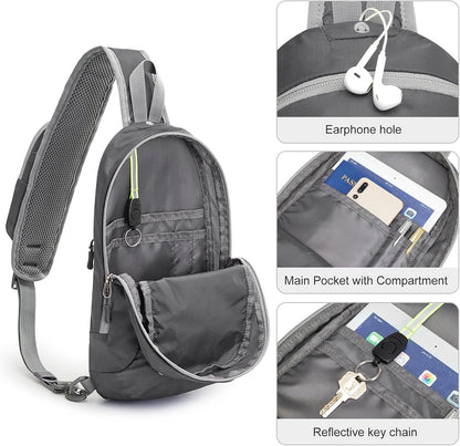 Sling Bag RFID Blocking Lightweight Crossbody Backpack Chest Shoulder Bag for Travel Sports Running | Durable Polyester Fabric, Sports, Running, Daily, Stay Organized, Adjustable Shoulder Straps, Lightweight Shoulder Bag