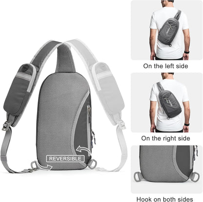 Sling Bag RFID Blocking Lightweight Crossbody Backpack Chest Shoulder Bag for Travel Sports Running | Durable Polyester Fabric, Sports, Running, Daily, Stay Organized, Adjustable Shoulder Straps, Lightweight Shoulder Bag