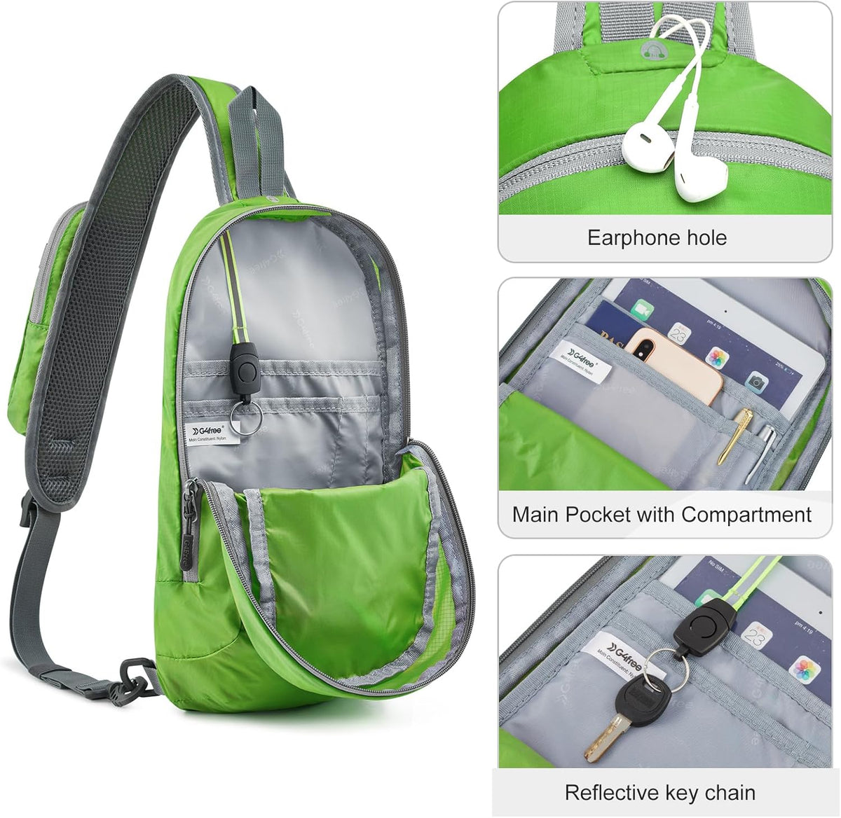 Sling Bag RFID Blocking Lightweight Crossbody Backpack Chest Shoulder Bag for Travel Sports Running | Durable Polyester Fabric, Sports, Running, Daily, Stay Organized, Adjustable Shoulder Straps, Lightweight Shoulder Bag
