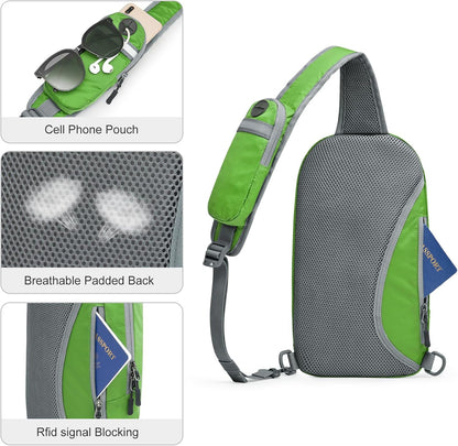 Sling Bag RFID Blocking Lightweight Crossbody Backpack Chest Shoulder Bag for Travel Sports Running | Durable Polyester Fabric, Sports, Running, Daily, Stay Organized, Adjustable Shoulder Straps, Lightweight Shoulder Bag