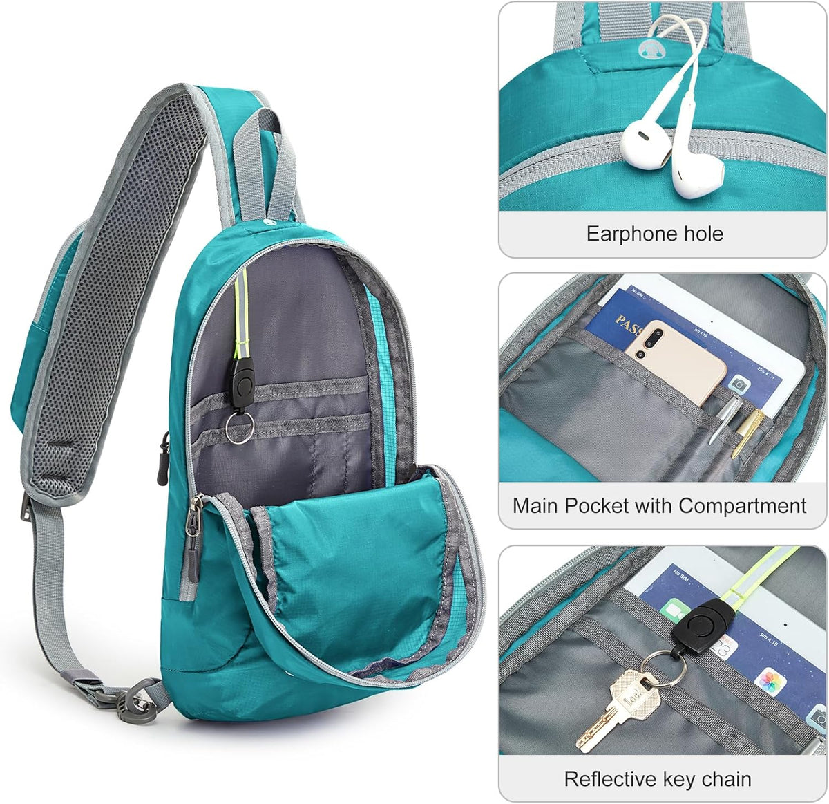 Sling Bag RFID Blocking Lightweight Crossbody Backpack Chest Shoulder Bag for Travel Sports Running | Durable Polyester Fabric, Sports, Running, Daily, Stay Organized, Adjustable Shoulder Straps, Lightweight Shoulder Bag
