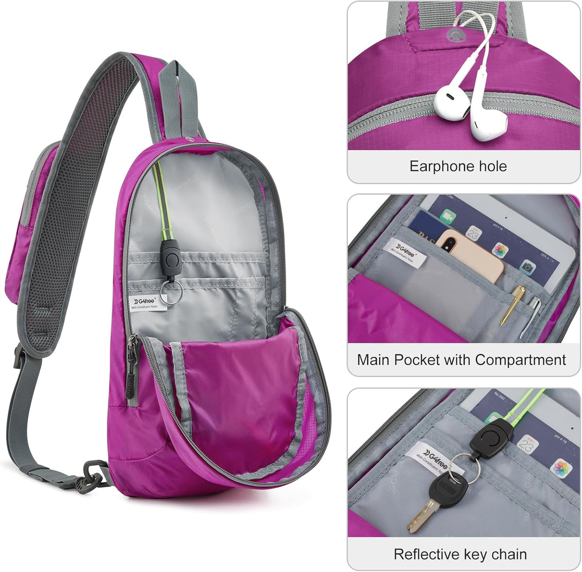 Sling Bag RFID Blocking Lightweight Crossbody Backpack Chest Shoulder Bag for Travel Sports Running | Durable Polyester Fabric, Sports, Running, Daily, Stay Organized, Adjustable Shoulder Straps, Lightweight Shoulder Bag