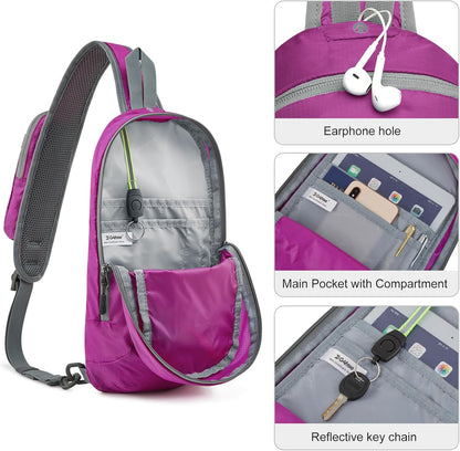 Sling Bag RFID Blocking Lightweight Crossbody Backpack Chest Shoulder Bag for Travel Sports Running | Durable Polyester Fabric, Sports, Running, Daily, Stay Organized, Adjustable Shoulder Straps, Lightweight Shoulder Bag