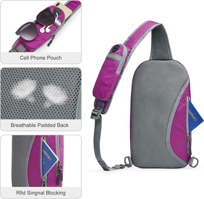 Sling Bag RFID Blocking Lightweight Crossbody Backpack Chest Shoulder Bag for Travel Sports Running | Durable Polyester Fabric, Sports, Running, Daily, Stay Organized, Adjustable Shoulder Straps, Lightweight Shoulder Bag