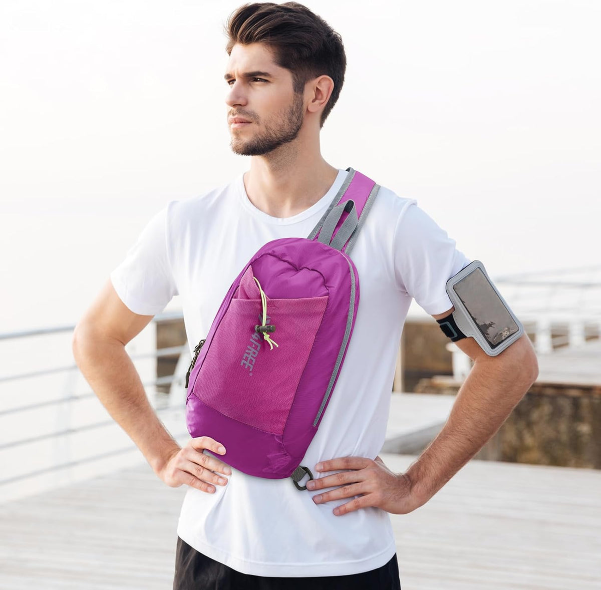 Sling Bag RFID Blocking Lightweight Crossbody Backpack Chest Shoulder Bag for Travel Sports Running | Durable Polyester Fabric, Sports, Running, Daily, Stay Organized, Adjustable Shoulder Straps, Lightweight Shoulder Bag