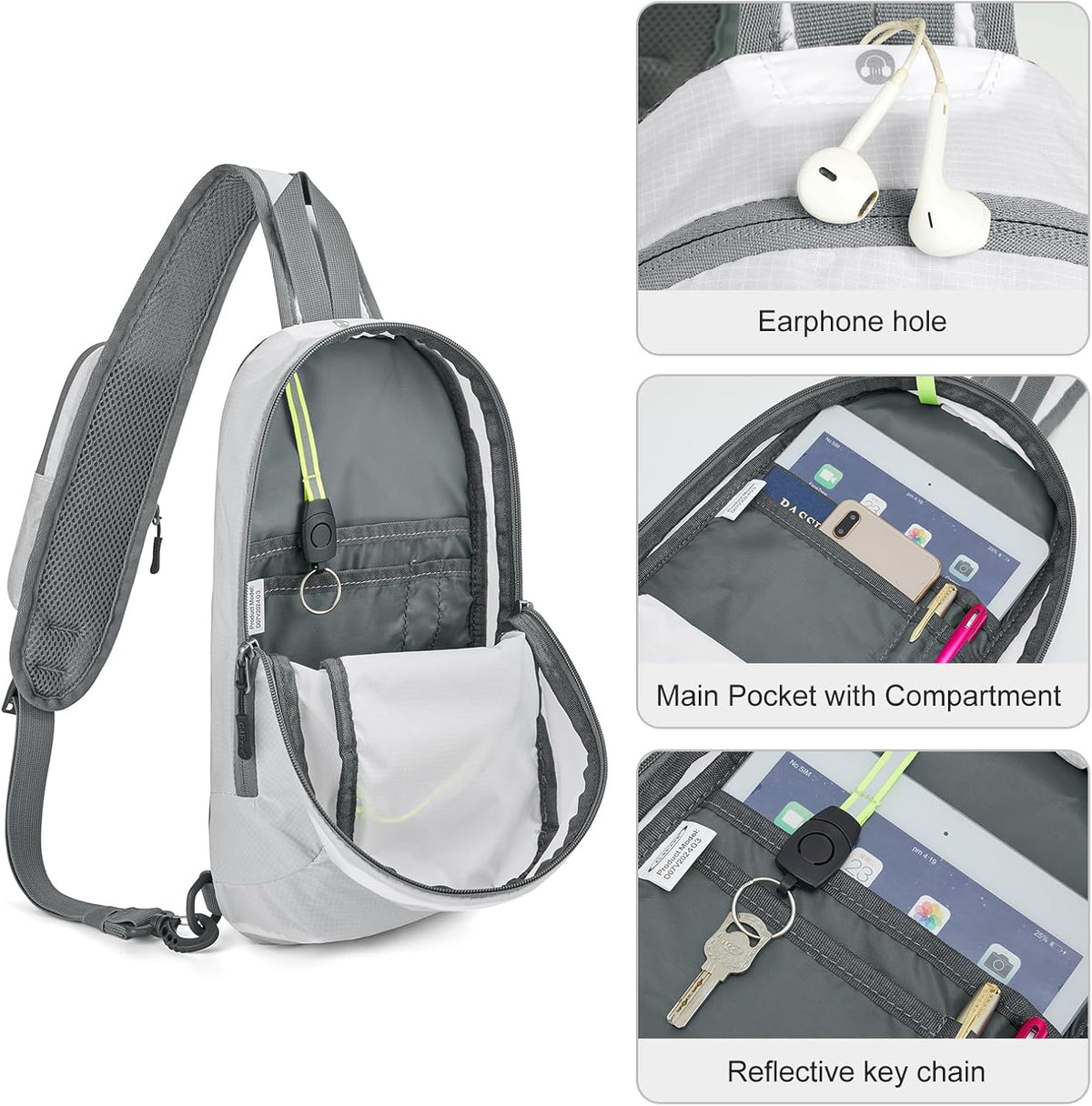 Sling Bag RFID Blocking Lightweight Crossbody Backpack Chest Shoulder Bag for Travel Sports Running | Durable Polyester Fabric, Sports, Running, Daily, Stay Organized, Adjustable Shoulder Straps, Lightweight Shoulder Bag