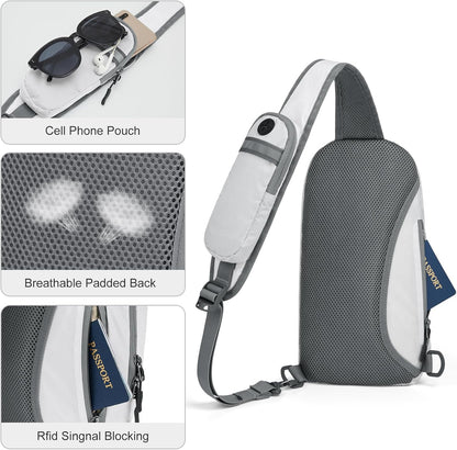 Sling Bag RFID Blocking Lightweight Crossbody Backpack Chest Shoulder Bag for Travel Sports Running | Durable Polyester Fabric, Sports, Running, Daily, Stay Organized, Adjustable Shoulder Straps, Lightweight Shoulder Bag