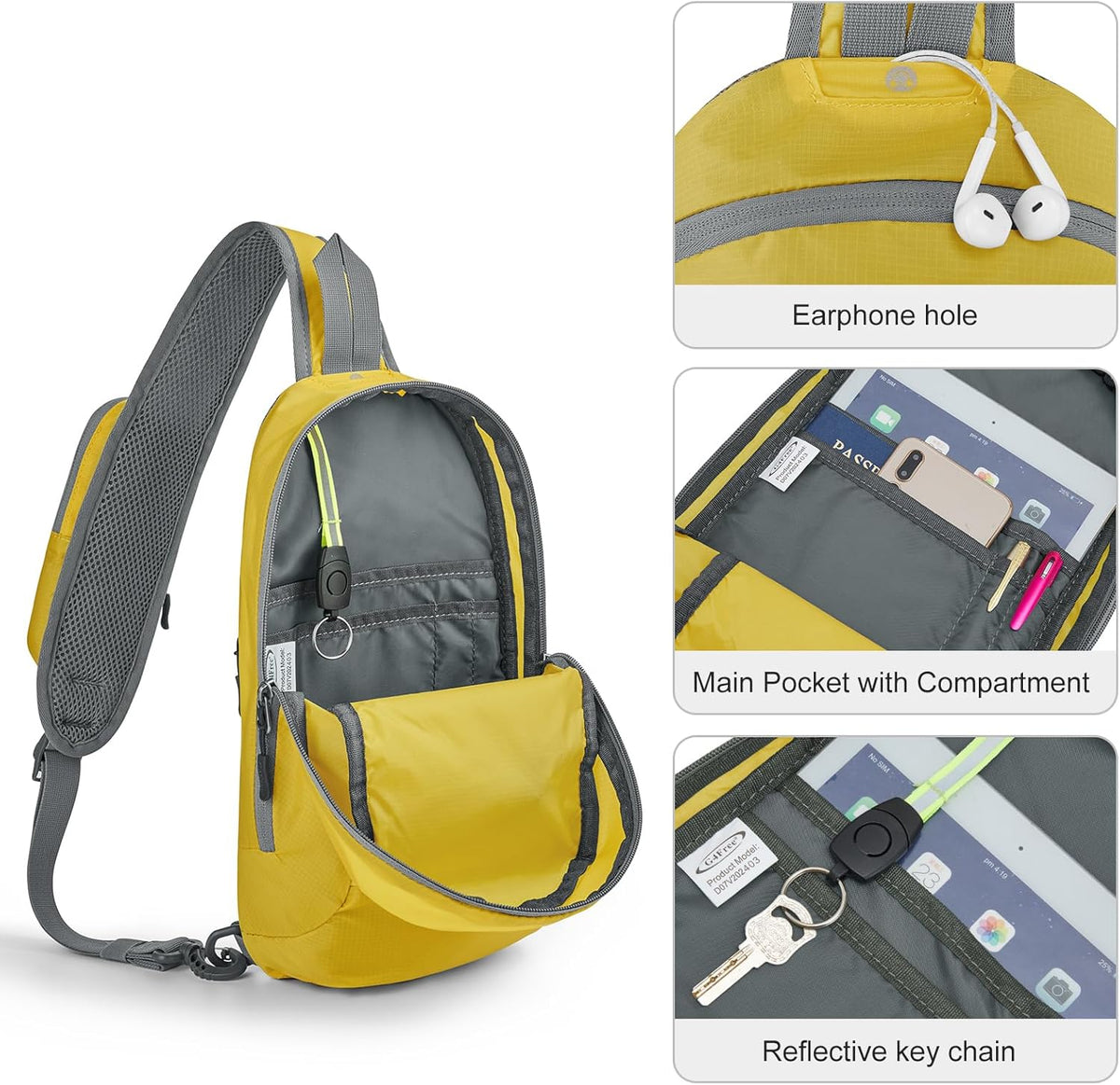 Sling Bag RFID Blocking Lightweight Crossbody Backpack Chest Shoulder Bag for Travel Sports Running | Durable Polyester Fabric, Sports, Running, Daily, Stay Organized, Adjustable Shoulder Straps, Lightweight Shoulder Bag