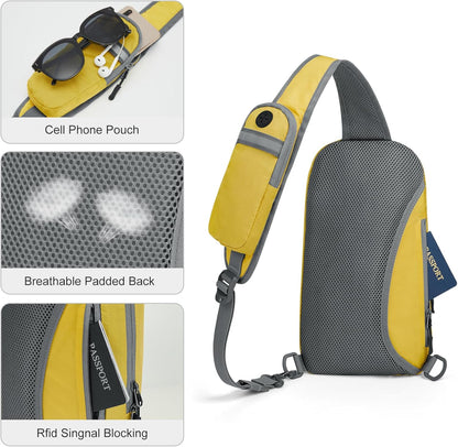 Sling Bag RFID Blocking Lightweight Crossbody Backpack Chest Shoulder Bag for Travel Sports Running | Durable Polyester Fabric, Sports, Running, Daily, Stay Organized, Adjustable Shoulder Straps, Lightweight Shoulder Bag
