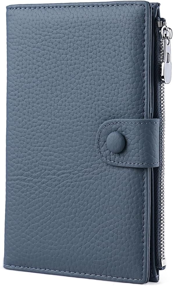 Genuine Leather Passport Holder for International Travel, RFID Blocking Compact Travel Wallet with Card Slots, Zipper Coin Pocket and SIM Slots, Slim Passport Cover Case, Black