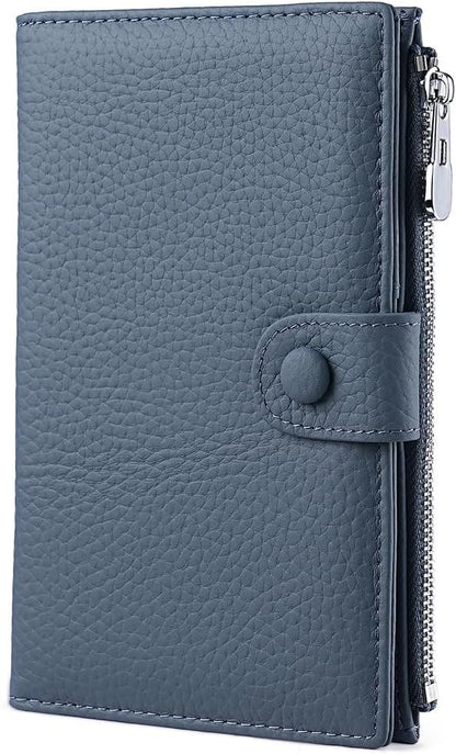 Genuine Leather Passport Holder for International Travel, RFID Blocking Compact Travel Wallet with Card Slots, Zipper Coin Pocket and SIM Slots, Slim Passport Cover Case, Black