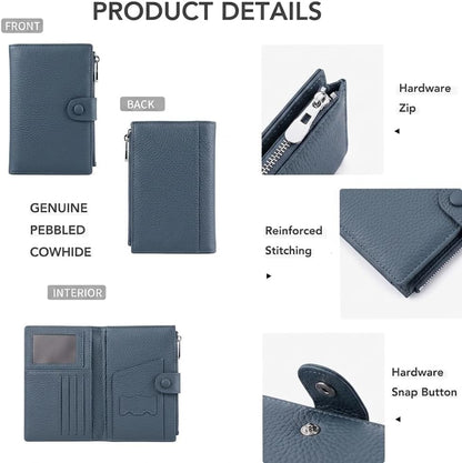 Genuine Leather Passport Holder for International Travel, RFID Blocking Compact Travel Wallet with Card Slots, Zipper Coin Pocket and SIM Slots, Slim Passport Cover Case, Black