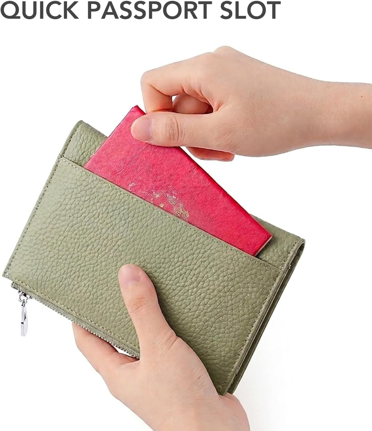 Genuine Leather Passport Holder for International Travel, RFID Blocking Compact Travel Wallet with Card Slots, Zipper Coin Pocket and SIM Slots, Slim Passport Cover Case, Black