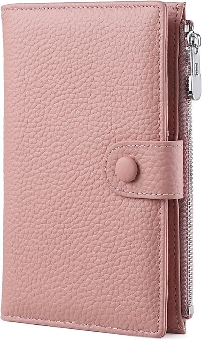 Genuine Leather Passport Holder for International Travel, RFID Blocking Compact Travel Wallet with Card Slots, Zipper Coin Pocket and SIM Slots, Slim Passport Cover Case, Black