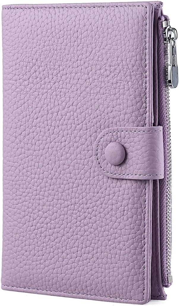 Genuine Leather Passport Holder for International Travel, RFID Blocking Compact Travel Wallet with Card Slots, Zipper Coin Pocket and SIM Slots, Slim Passport Cover Case, Black