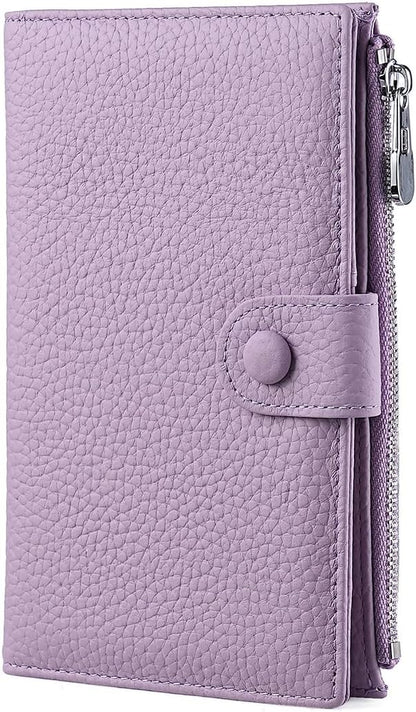 Genuine Leather Passport Holder for International Travel, RFID Blocking Compact Travel Wallet with Card Slots, Zipper Coin Pocket and SIM Slots, Slim Passport Cover Case, Black