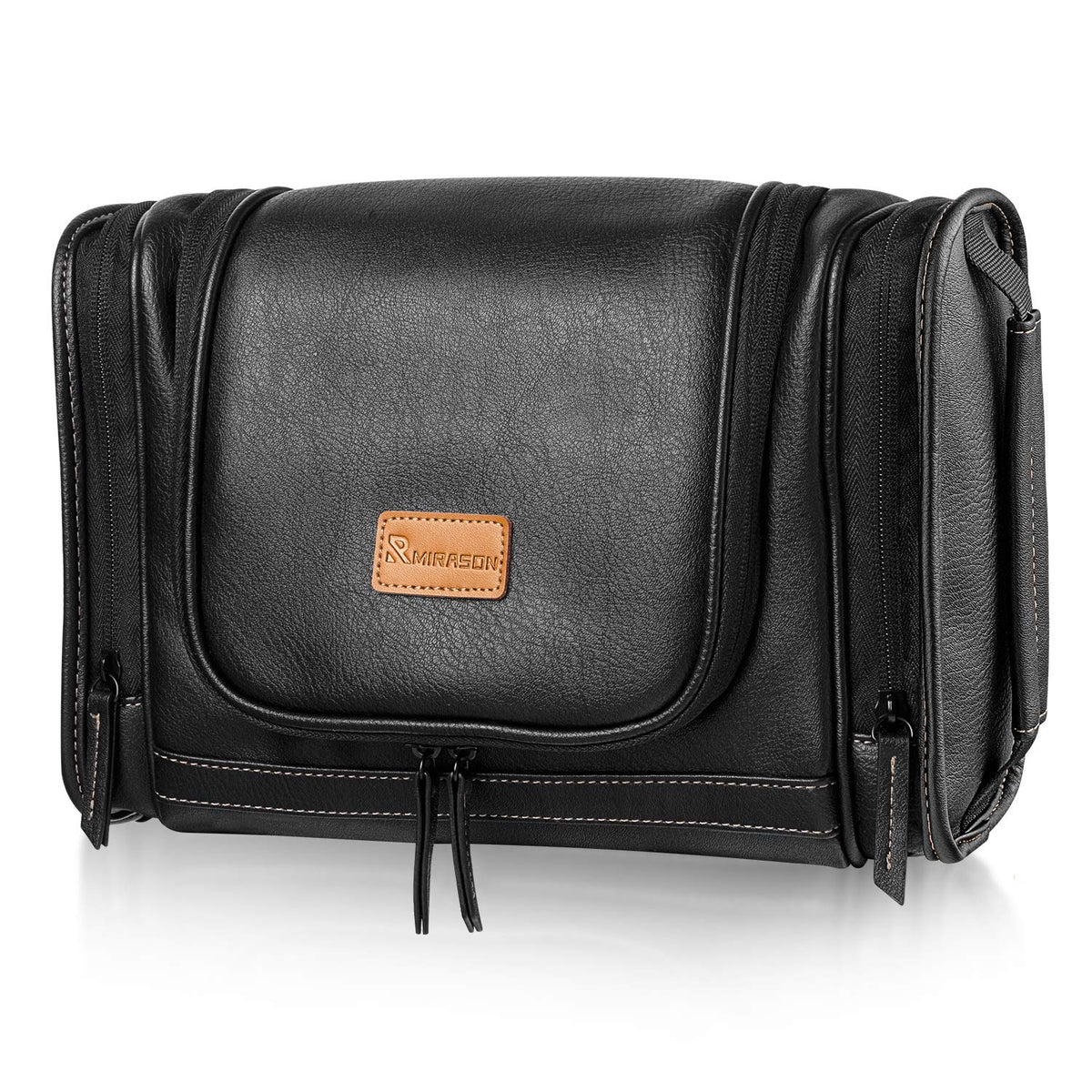 Travel Toiletry Bag, Hanging Toiletry Bag for Men, Leather Travel Shower Bag for Toiletries Dopp Kit Bathroom Bag with Metal Hook, Gift for Men (Brown)