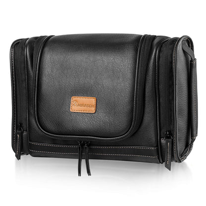 Travel Toiletry Bag, Hanging Toiletry Bag for Men, Leather Travel Shower Bag for Toiletries Dopp Kit Bathroom Bag with Metal Hook, Gift for Men (Brown)