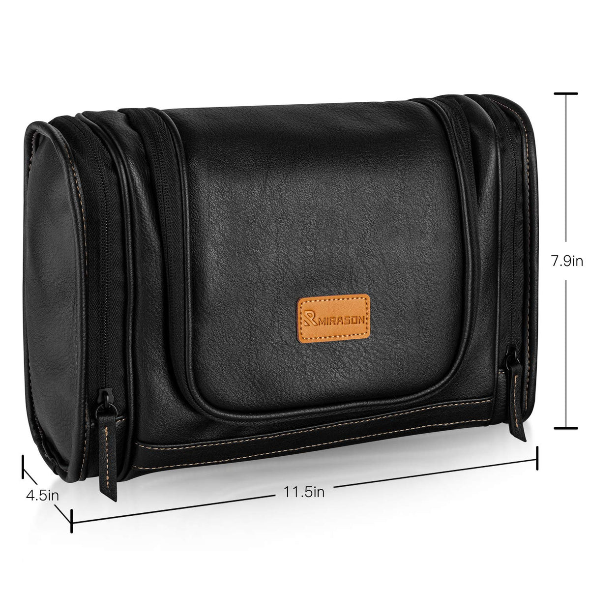 Travel Toiletry Bag, Hanging Toiletry Bag for Men, Leather Travel Shower Bag for Toiletries Dopp Kit Bathroom Bag with Metal Hook, Gift for Men (Brown)