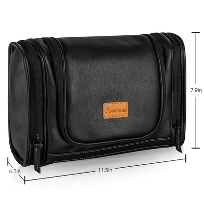 Travel Toiletry Bag, Hanging Toiletry Bag for Men, Leather Travel Shower Bag for Toiletries Dopp Kit Bathroom Bag with Metal Hook, Gift for Men (Brown)