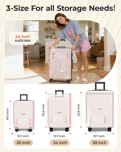 Vacuum Bags for Travel with Rechargeable Air Pump, Portable Space Saver Bags for Travel & Home, Vacuum Compression Seal Bag for Clothing, 18 Pack Pink with Shoe, Laundry & Toiletry Bags