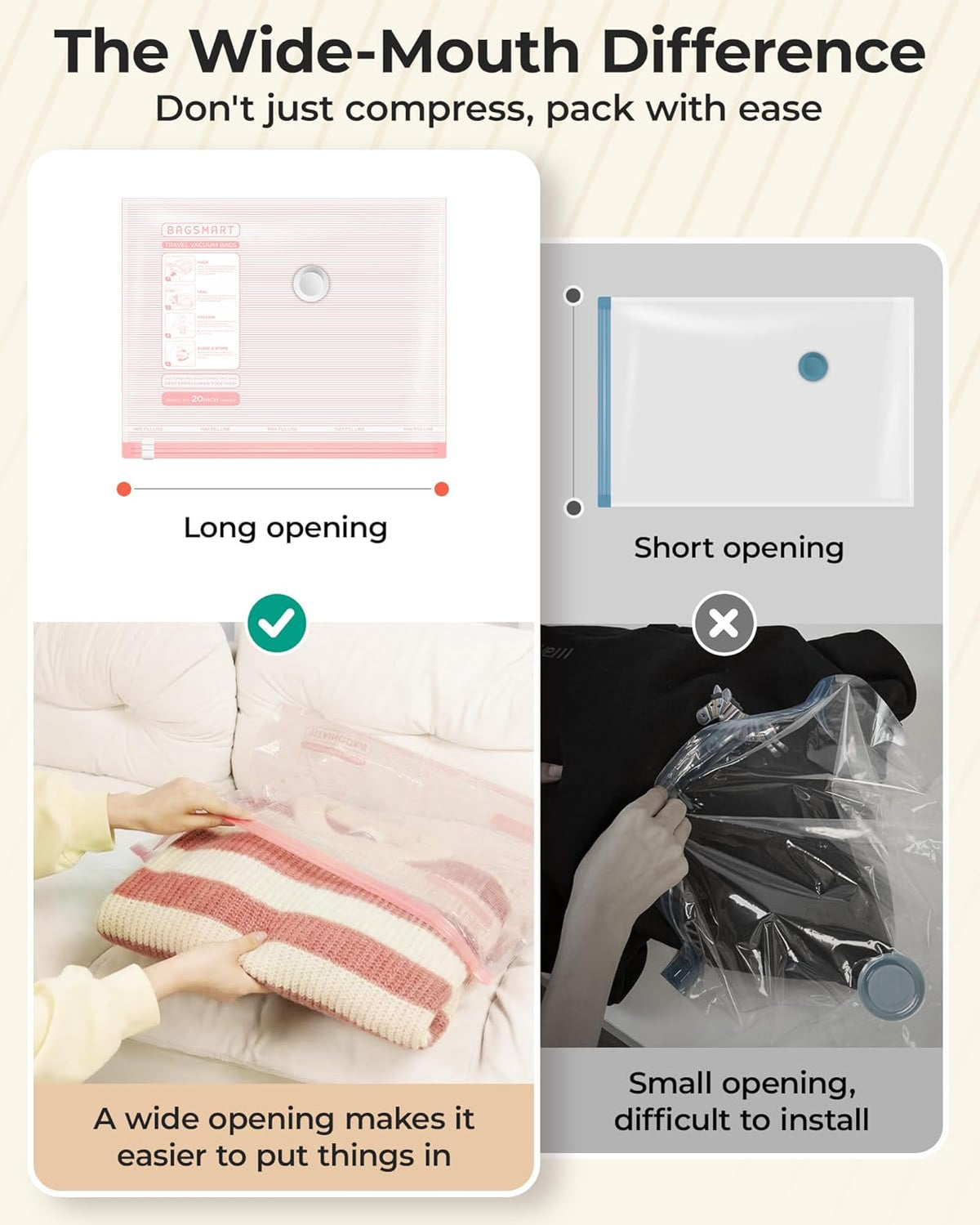 Vacuum Bags for Travel with Rechargeable Air Pump, Portable Space Saver Bags for Travel & Home, Vacuum Compression Seal Bag for Clothing, 18 Pack Pink with Shoe, Laundry & Toiletry Bags