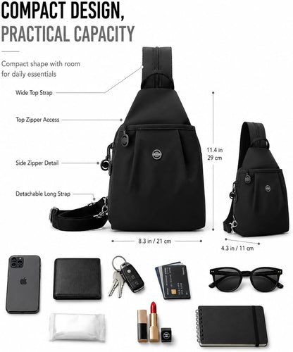 Sling Backpack for Women, Water-Resistant Crossbody Chest Bag for Travel, Work, Gym, Students & Daily Use