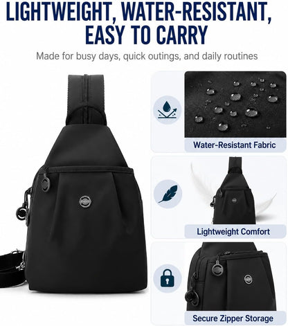 Sling Backpack for Women, Water-Resistant Crossbody Chest Bag for Travel, Work, Gym, Students & Daily Use