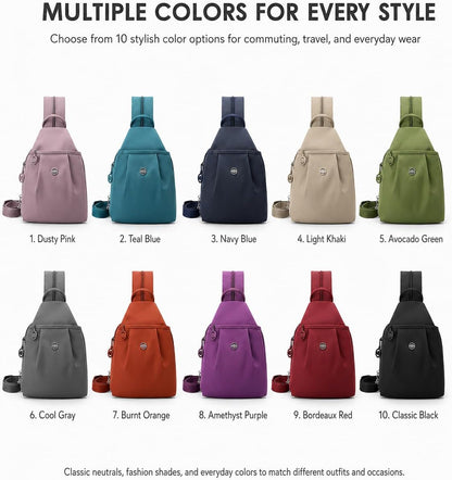 Sling Backpack for Women, Water-Resistant Crossbody Chest Bag for Travel, Work, Gym, Students & Daily Use