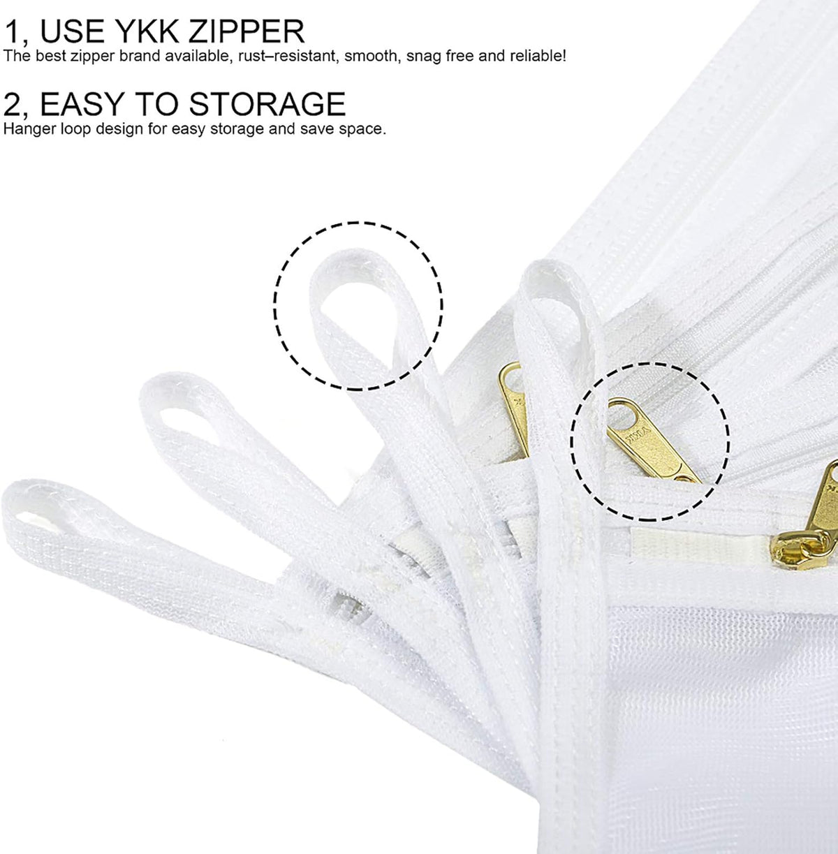 Delicates Laundry Bags, Bra Fine Mesh Wash Bag for Underwear, Lingerie, Bra, Pantyhose, Socks, Use YKK Zipper, Have Hanger Loops, Small Openings (White, 3 Small)