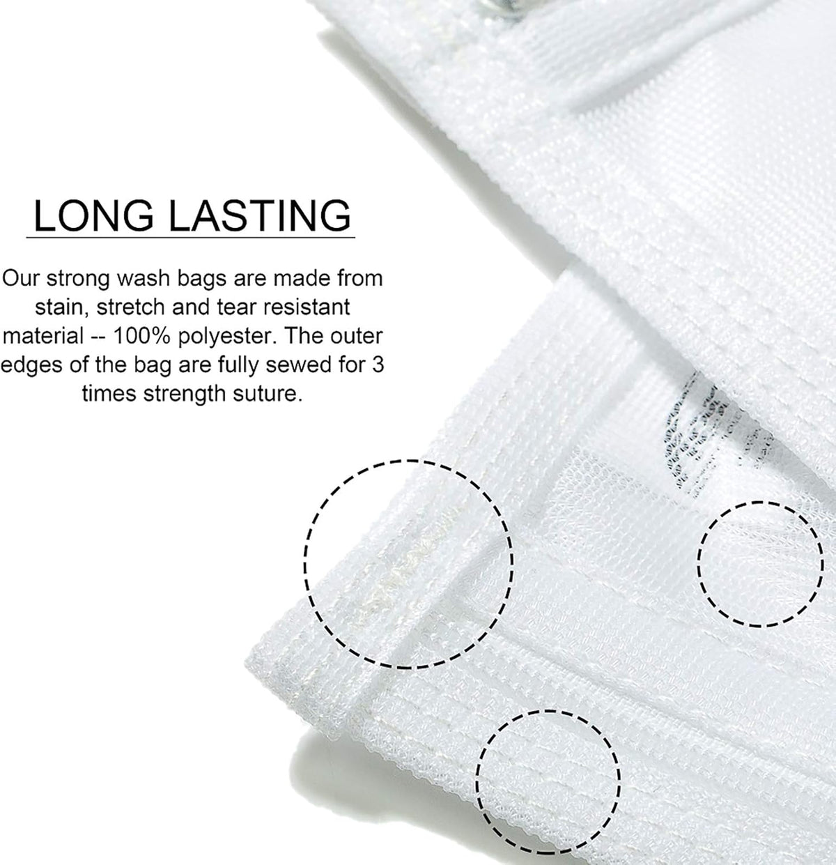 Delicates Laundry Bags, Bra Fine Mesh Wash Bag for Underwear, Lingerie, Bra, Pantyhose, Socks, Use YKK Zipper, Have Hanger Loops, Small Openings (White, 3 Small)