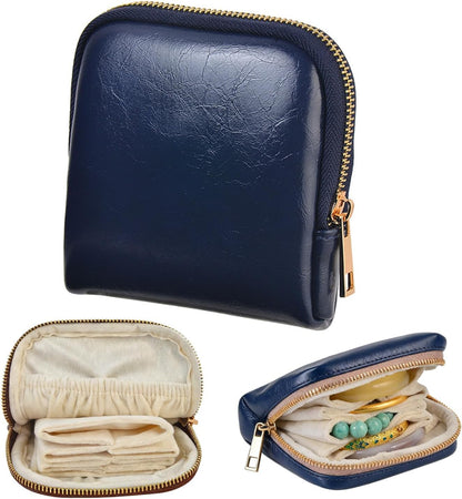 Mini Travel Jewelry Organizer Bag Portable Travel Jewelry Case Small Bag Organizer Pouch for Traveling and Storage for Earring, Ring, Necklace, Bracelet with Velvet Lining, grey