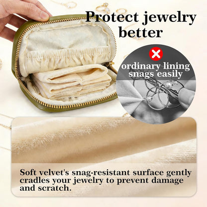Mini Travel Jewelry Organizer Bag Portable Travel Jewelry Case Small Bag Organizer Pouch for Traveling and Storage for Earring, Ring, Necklace, Bracelet with Velvet Lining, grey
