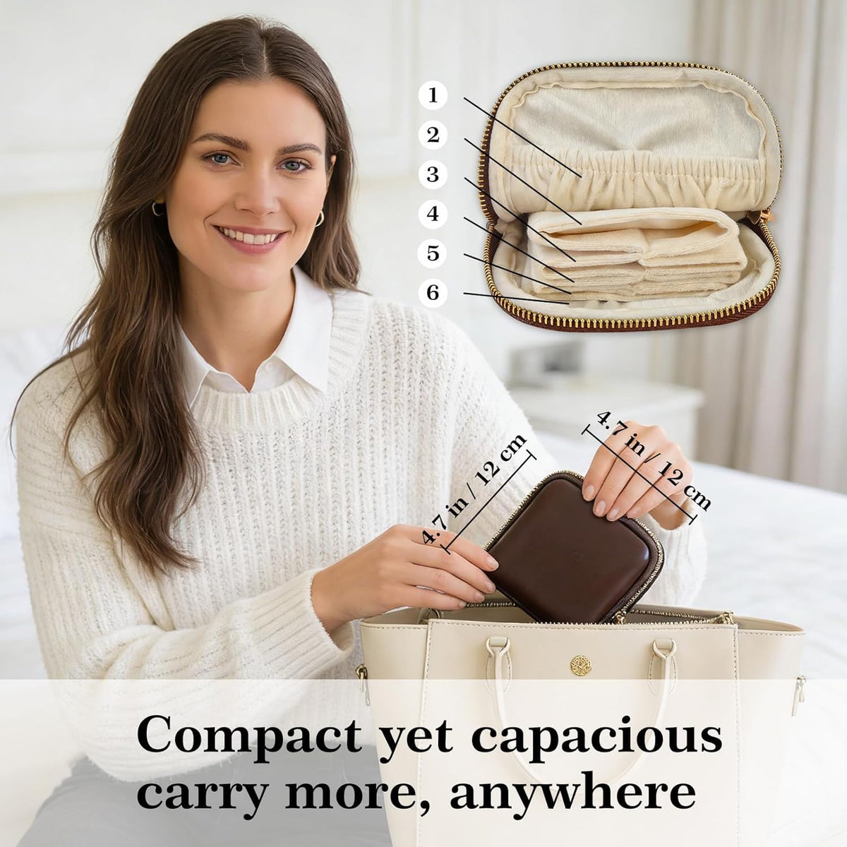 Mini Travel Jewelry Organizer Bag Portable Travel Jewelry Case Small Bag Organizer Pouch for Traveling and Storage for Earring, Ring, Necklace, Bracelet with Velvet Lining, grey