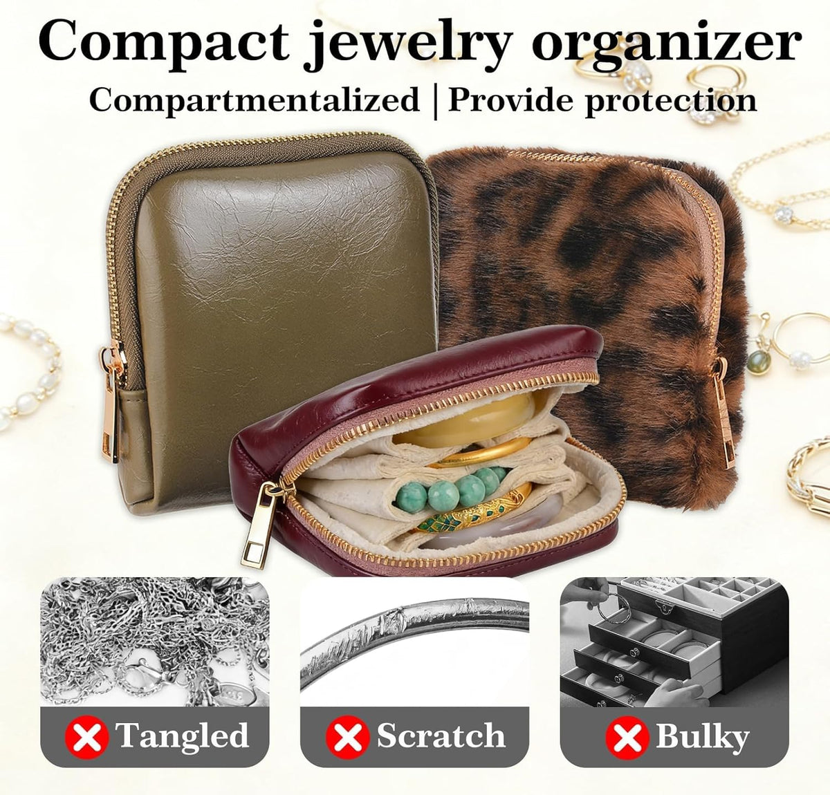 Mini Travel Jewelry Organizer Bag Portable Travel Jewelry Case Small Bag Organizer Pouch for Traveling and Storage for Earring, Ring, Necklace, Bracelet with Velvet Lining, grey