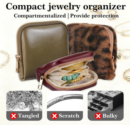 Mini Travel Jewelry Organizer Bag Portable Travel Jewelry Case Small Bag Organizer Pouch for Traveling and Storage for Earring, Ring, Necklace, Bracelet with Velvet Lining, grey
